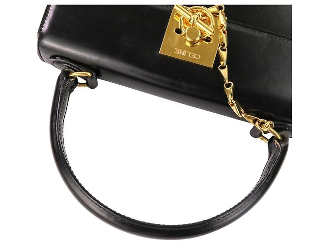 Céline Borsa a mano in pelle con catena Celine Nero - vista 7