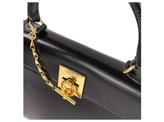 Céline Borsa a mano in pelle con catena Celine Nero - vista 8