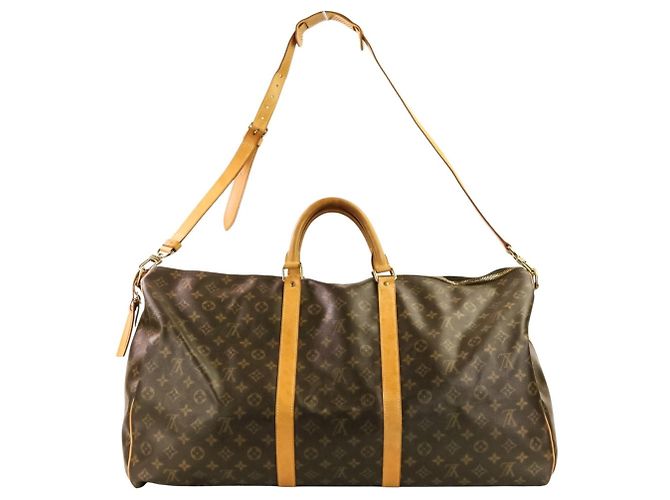 Borsa Boston Keepall Bandoulière 60 Monogramma Louis Vuitton Marrone - vista 3