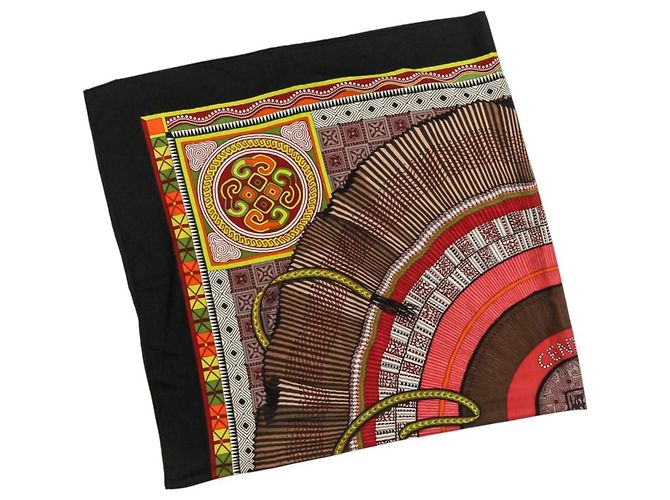 Xale gigante Cent Plis des Miao da Hermès Preto Vermelho - vista 2