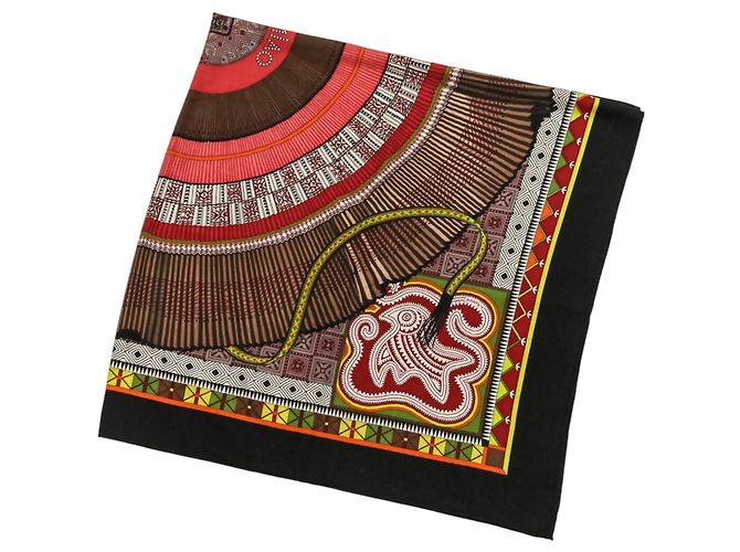 Xale gigante Cent Plis des Miao da Hermès Preto Vermelho - vista 5