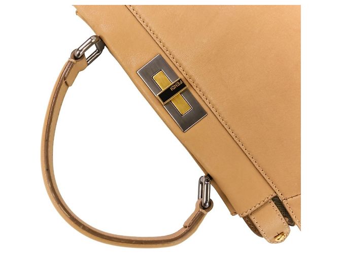 Borsa a mano/spalla Fendi Peekaboo 2 in 1 Marrone Beige - vista 6