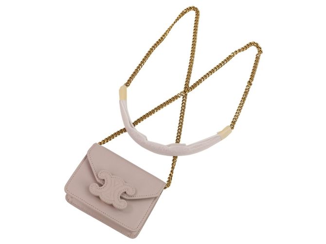 Céline Mini borsa a spalla Celine Triomphe Chain con porta carte Rosa - vista 12