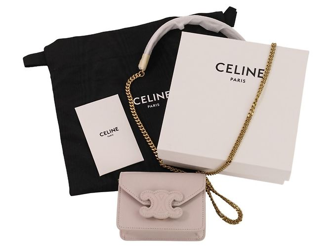 Céline Mini borsa a spalla Celine Triomphe Chain con porta carte Rosa - vista 13