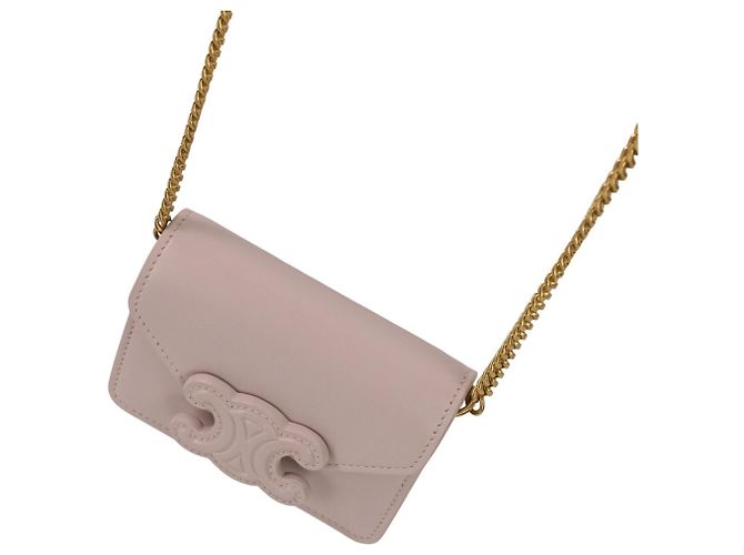 Céline Mini borsa a spalla Celine Triomphe Chain con porta carte Rosa - vista 4