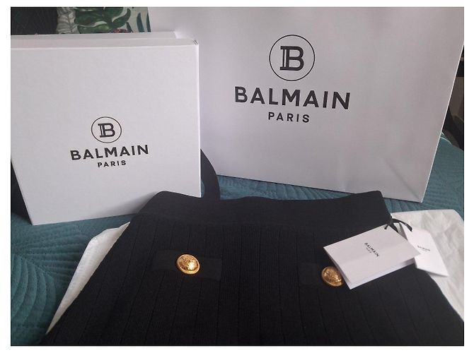 Falda de malla negra de Balmain con botones dorados Negro - vista 3