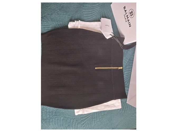 Falda de malla negra de Balmain con botones dorados Negro - vista 4