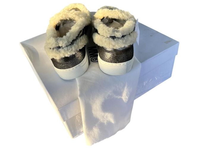 Mm6 Slip On Sneaker mit Kunstfellbesatz Silber Leder - Ansicht 3