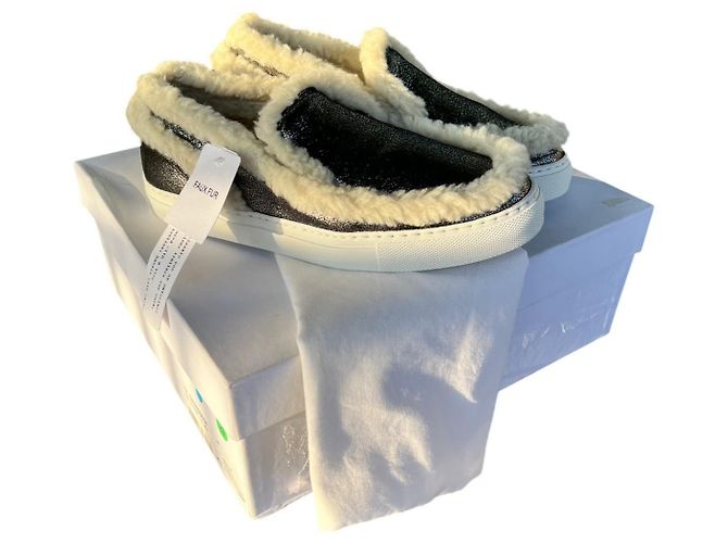 Mm6 Slip On Sneaker mit Kunstfellbesatz Silber Leder - Ansicht 4