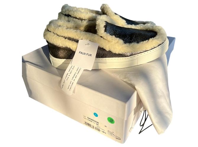 Mm6 Slip On Sneaker mit Kunstfellbesatz Silber Leder - Ansicht 5