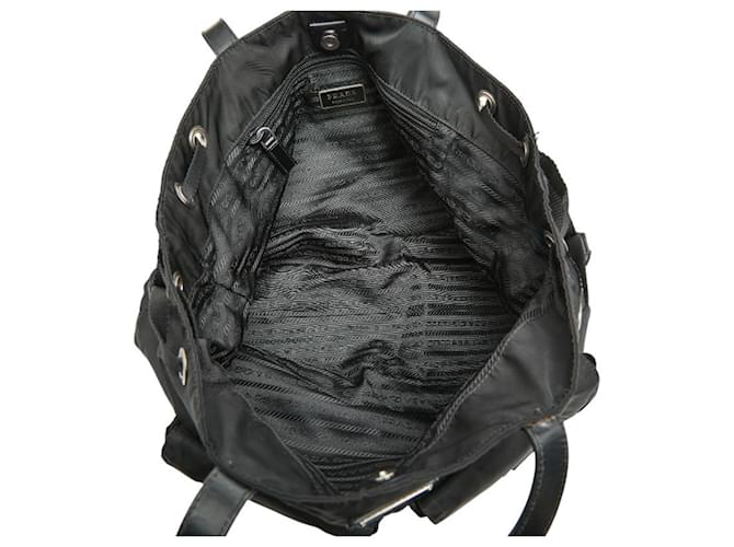 Bolsa de mão com placa de logo triangular Prada Preto - vista 8