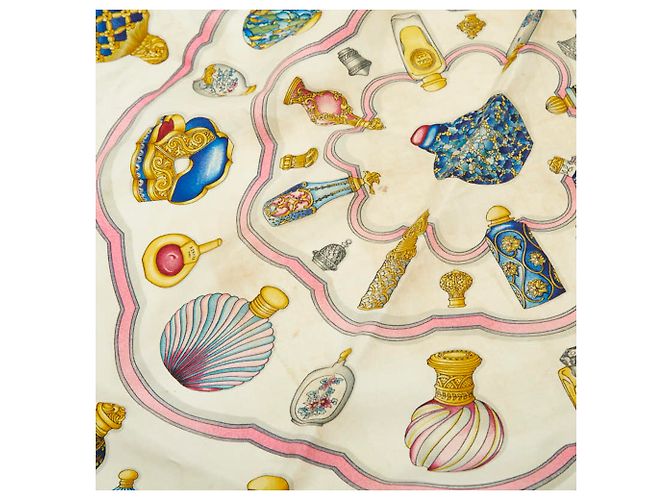 Hermès Carré 90 "Qu'importe le flacon" Sciarpa bottiglia di profumo Multicolore Blu chiaro - vista 3