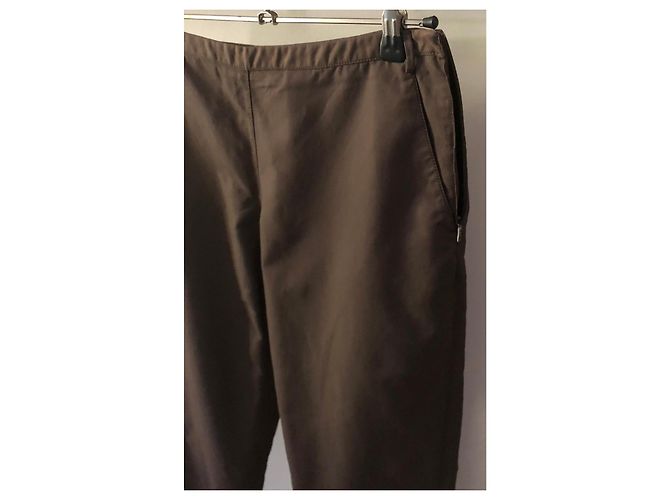 Pantalón Prada marrón de algodón satinado mezcla talla 36 FR (40 IT) Castaño - vista 2