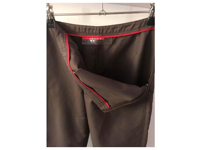 Pantalón Prada marrón de algodón satinado mezcla talla 36 FR (40 IT) Castaño - vista 3