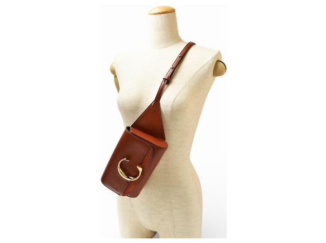 Borsa a spalla e vita in pelle marrone Chloé C - vista 16