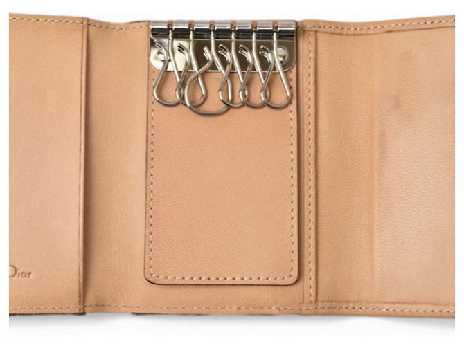 Estuche de Llaves de Cuero Jacquard Beige Christian Dior - vista 10