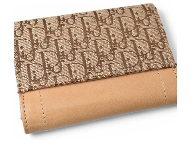 Estuche de Llaves de Cuero Jacquard Beige Christian Dior - vista 12