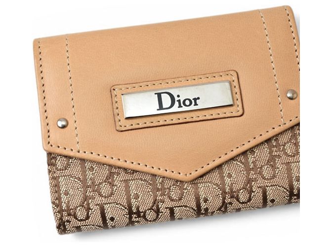 Estuche de Llaves de Cuero Jacquard Beige Christian Dior - vista 2