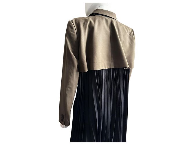 Abrigo Sacai con paneles en contraste y plisado Castaño Azul marino - vista 12