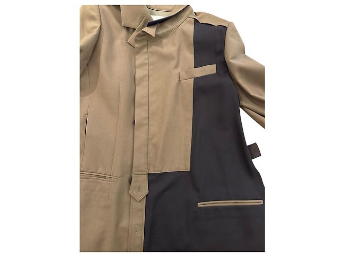 Abrigo Sacai con paneles en contraste y plisado Castaño Azul marino - vista 6