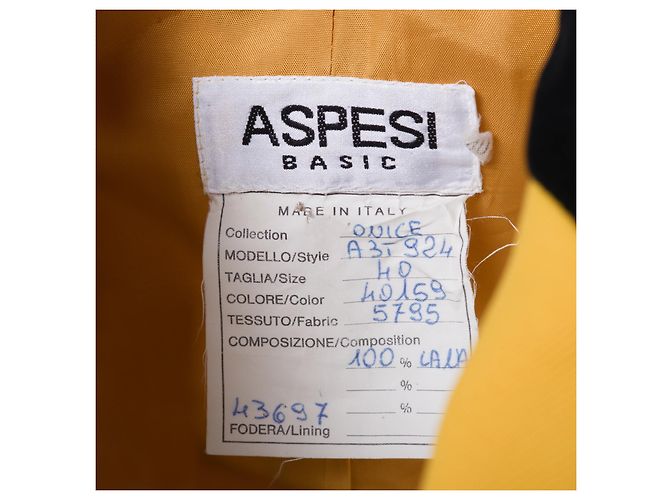 Blazer Aspesi de lana amarillo con cuello negro - vista 10