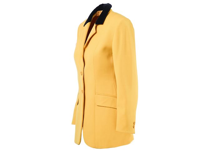 Blazer Aspesi de lana amarillo con cuello negro - vista 2