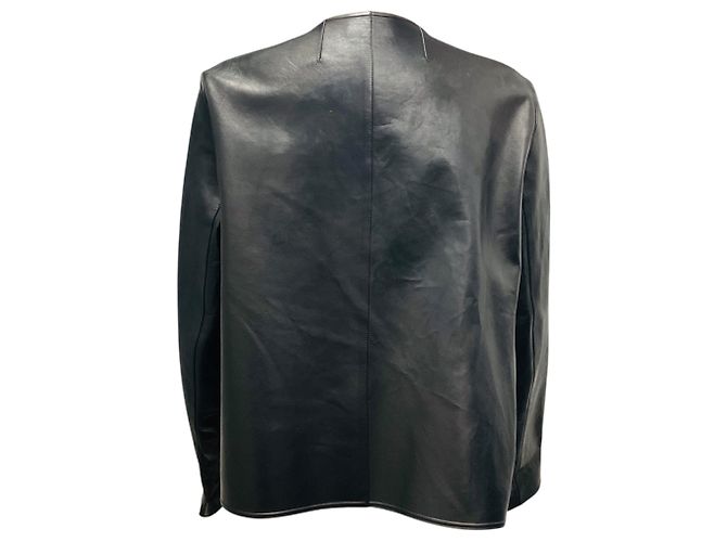 Schwarze Lammlederjacke von The Row mit offener Vorderseite - Ansicht 3