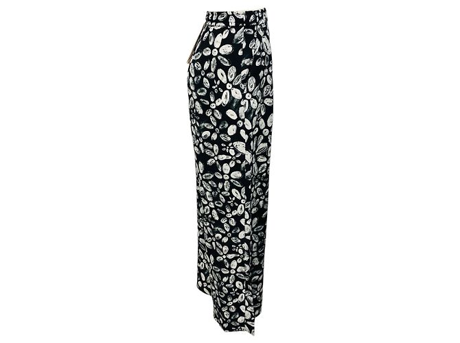 Marni Schwarze / Weiße Blühende Envers Satin-Hose - Ansicht 2