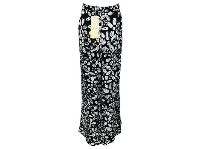 Marni Schwarze / Weiße Blühende Envers Satin-Hose - Ansicht 3