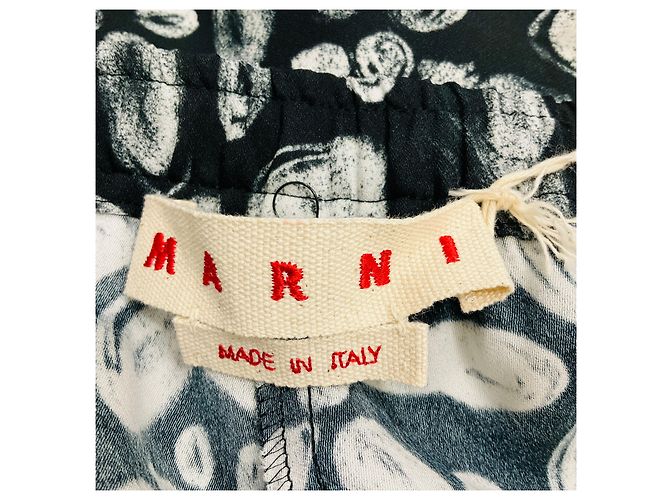 Marni Schwarze / Weiße Blühende Envers Satin-Hose - Ansicht 4
