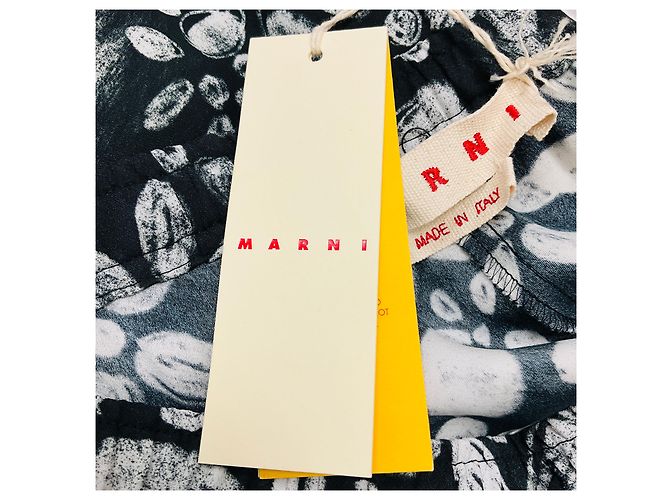 Marni Schwarze / Weiße Blühende Envers Satin-Hose - Ansicht 6