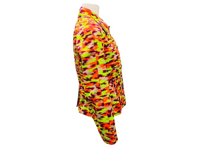 Dries Van Noten Lime Green / Burgundy / Orange Multi Printed Button Front Cotton Jacket Multiple colors - view 2