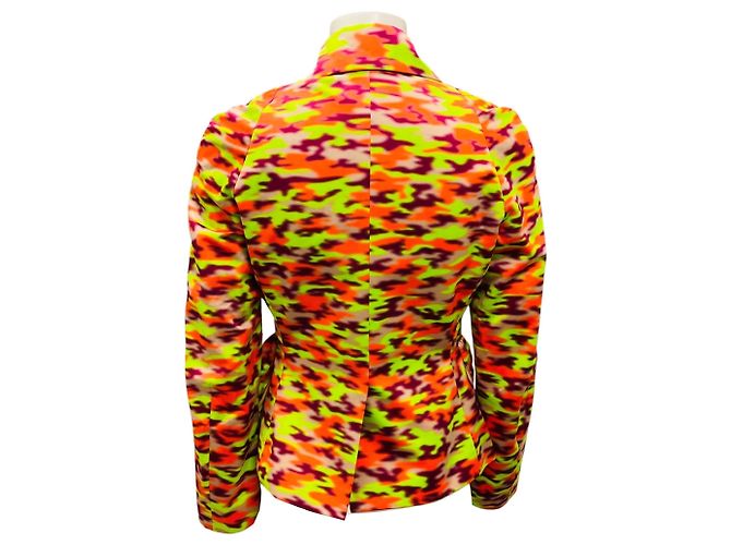 Dries Van Noten Lime Green / Burgundy / Orange Multi Printed Button Front Cotton Jacket Multiple colors - view 3