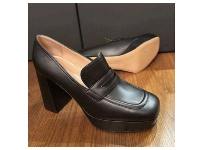 Gianvito Rossi Schwarze Leder-Pantoletten mit Plateau - Ansicht 6