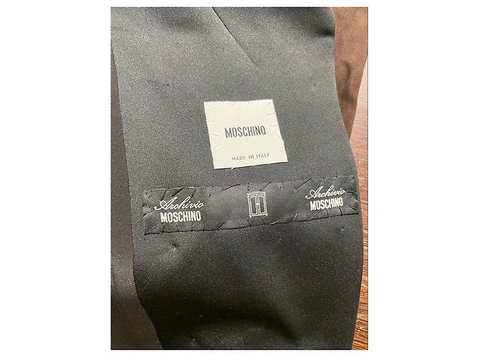 Abito blazer in misto cotone e seta nera Moschino con bottoni in perla Nero - vista 14