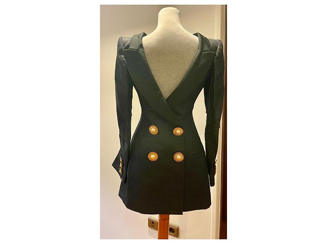 Abito blazer in misto cotone e seta nera Moschino con bottoni in perla Nero - vista 2