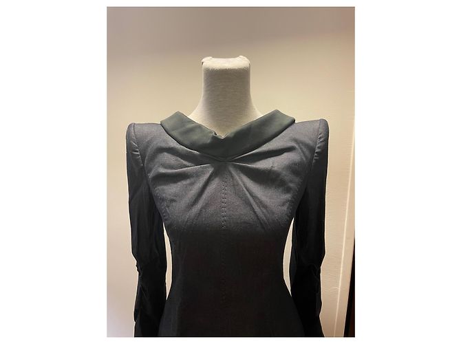 Abito blazer in misto cotone e seta nera Moschino con bottoni in perla Nero - vista 3