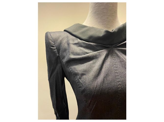 Abito blazer in misto cotone e seta nera Moschino con bottoni in perla Nero - vista 4