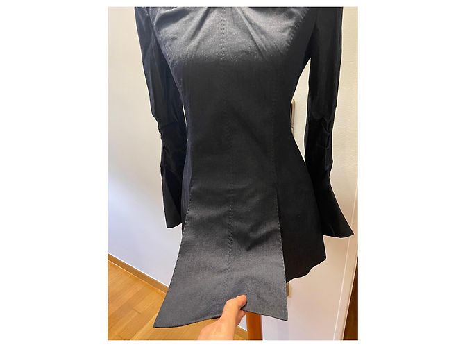 Abito blazer in misto cotone e seta nera Moschino con bottoni in perla Nero - vista 5