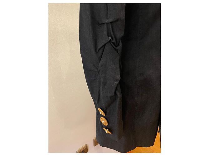 Abito blazer in misto cotone e seta nera Moschino con bottoni in perla Nero - vista 7