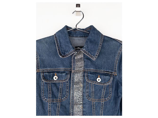 Chaqueta de mezclilla trucker con strass de los 2000 de Dolce & Gabbana Azul - vista 3