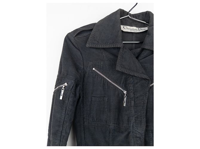 Dior di Galliano AW04 Giacca da Campo M-65 Hardcore Star con Zip Grigio - vista 4