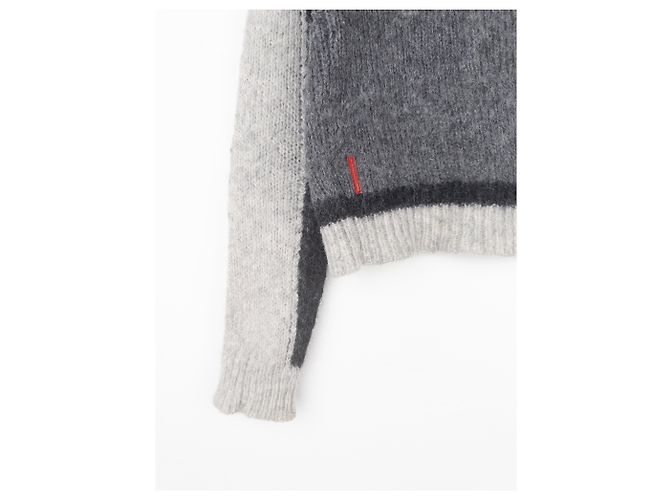 Prada Pullover mit geometrischem, fuzzy Strick und rotem Etikett aus den 2000er Jahren Grau - Ansicht 4