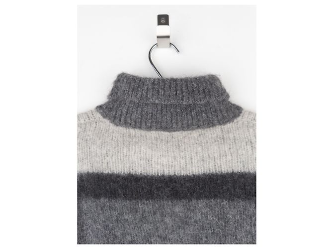 Prada Pullover mit geometrischem, fuzzy Strick und rotem Etikett aus den 2000er Jahren Grau - Ansicht 5
