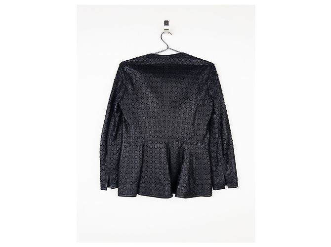 Blazer de cuero cortado a láser Armani de los 2000 Negro - vista 2