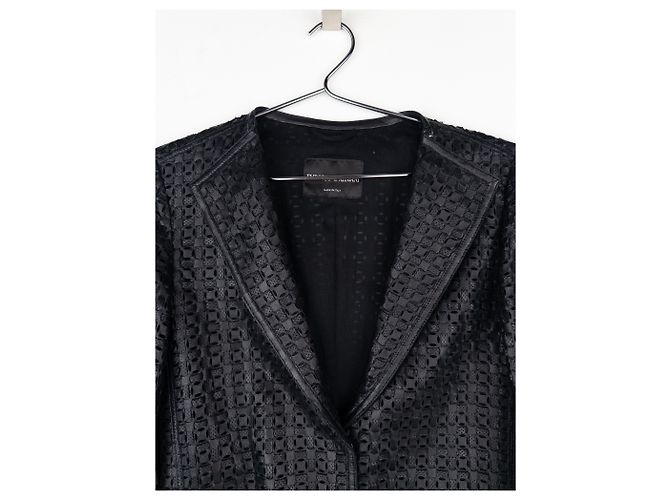 Blazer de cuero cortado a láser Armani de los 2000 Negro - vista 3