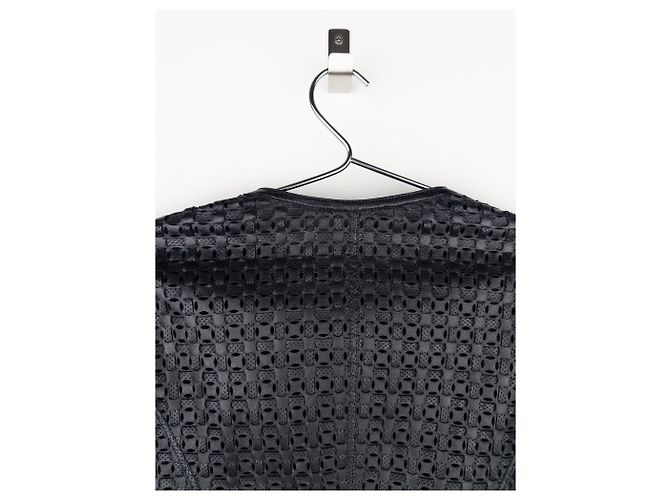 Blazer de cuero cortado a láser Armani de los 2000 Negro - vista 5