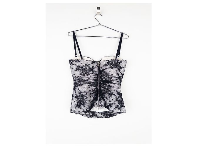 Top bustier de encaje floral de los 2000 de Dolce & Gabbana Blanco - vista 2