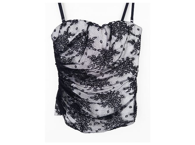 Top bustier de encaje floral de los 2000 de Dolce & Gabbana Blanco - vista 3