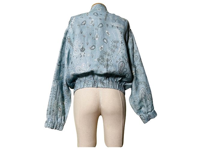 Giacca Bomber Iro Omiando Bandana Blu Lino - vista 3